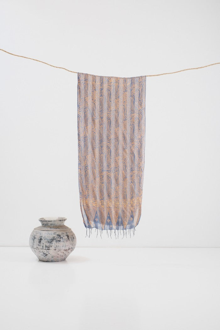Syal Batik Sutra Parang Curigo 2 - Blue - 45