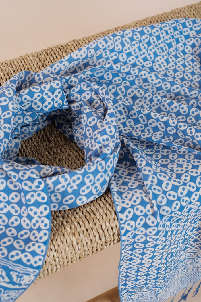 Selendang Batik TCB Kawung Sen Blue - 80