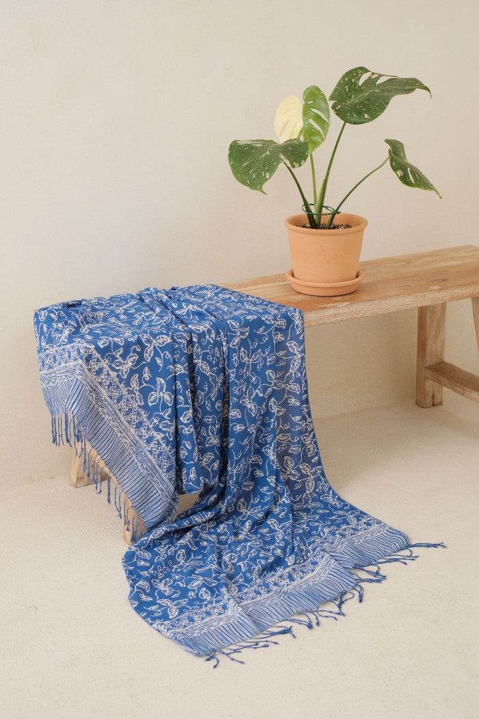 Selendang Batik TCB Daun Rambat Blue - 80