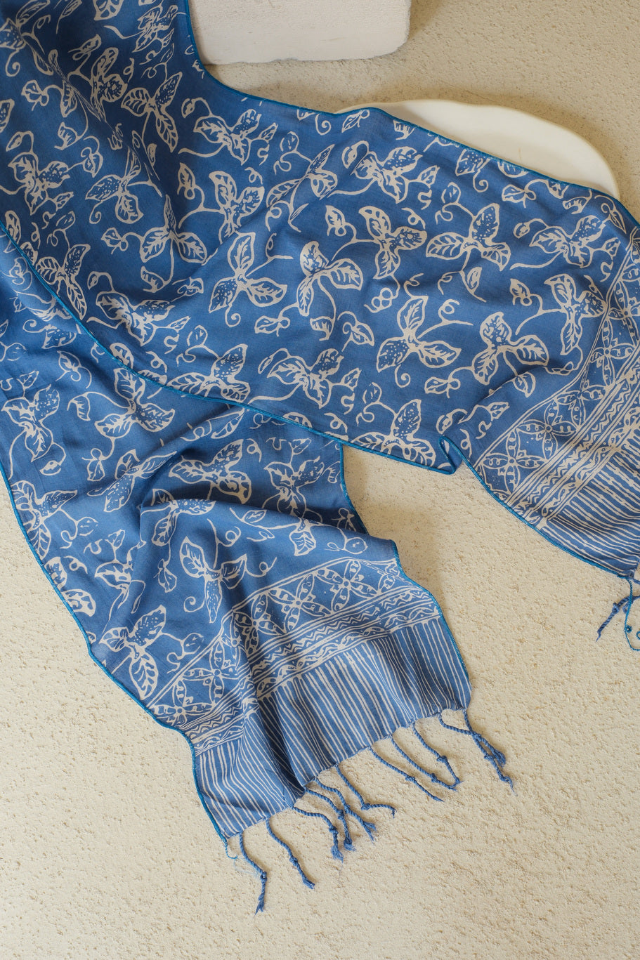 Scarf Batik TCB Daun Rambat Blue