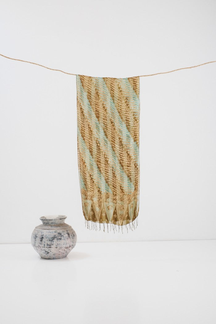 Syal Batik Sutra Parang Tuding Kombi - Green Tosca - 45