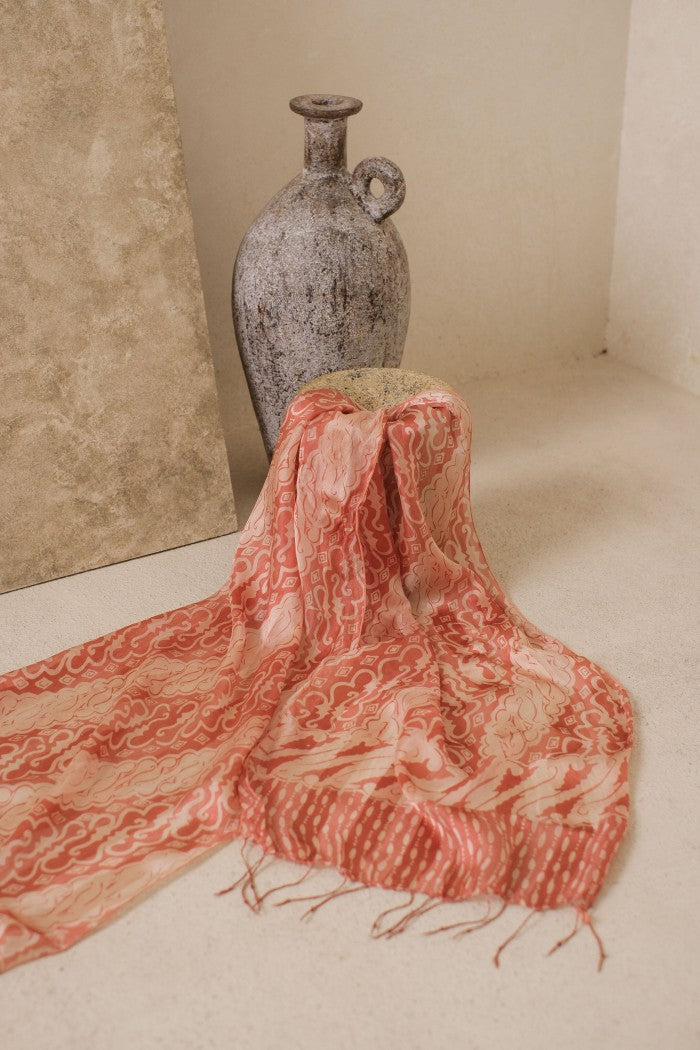 Syal Batik Sutra Parang Kombinasi - Pink - 45