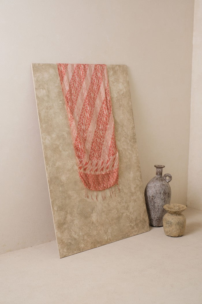Syal Batik Sutra Parang Kombinasi - Pink - 45