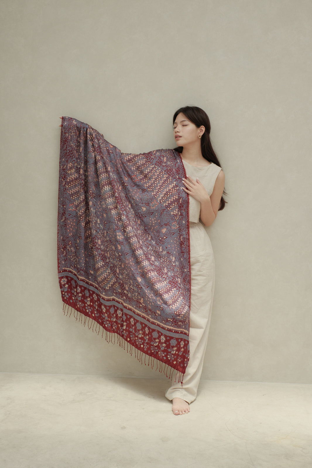 Selendang Sutra Batik Tulis - Rimba Jawi - Purple