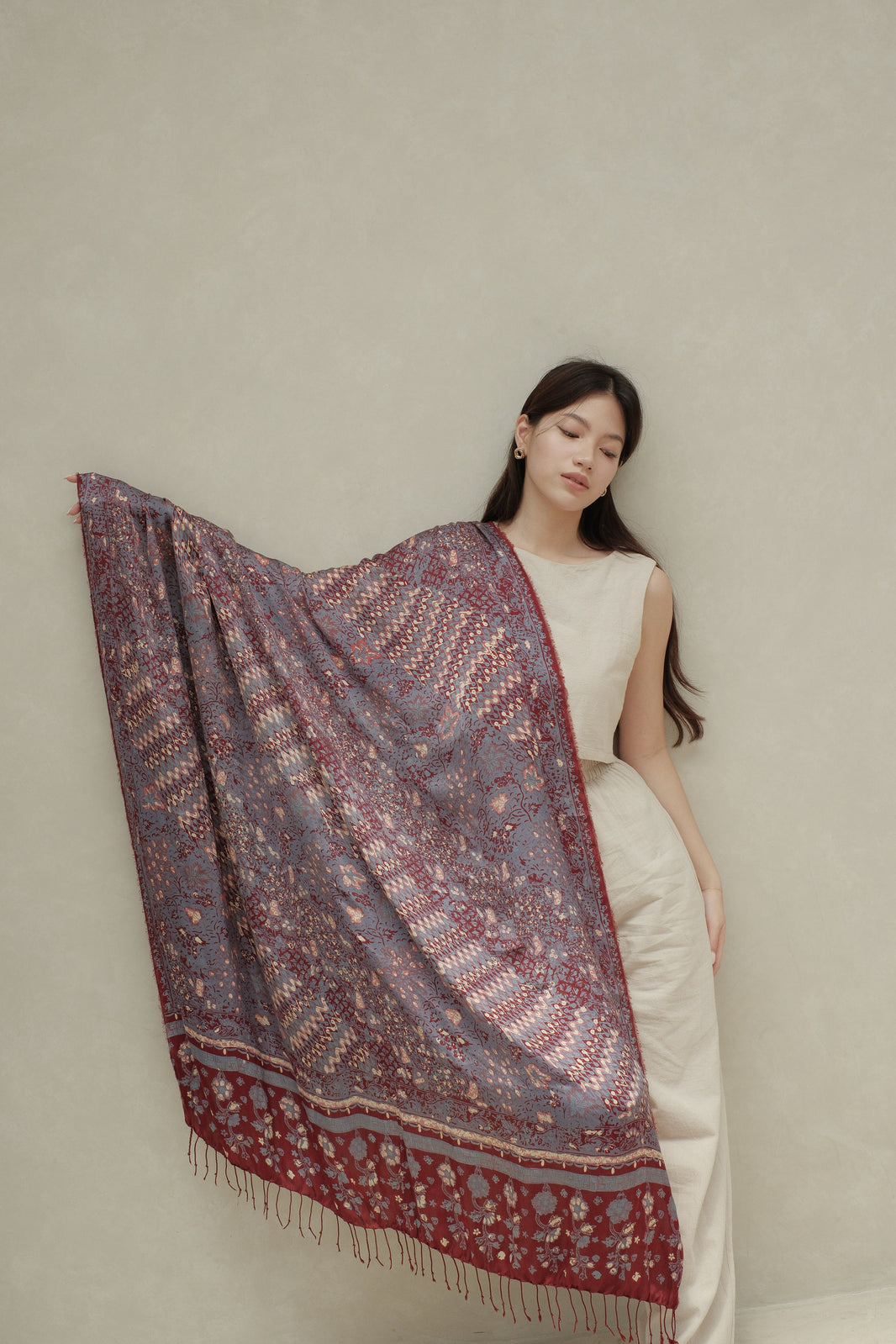 Selendang Sutra Batik Tulis - Rimba Jawi - Purple