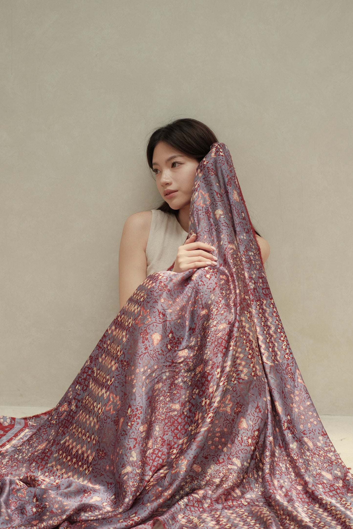 Selendang Sutra Batik Tulis - Rimba Jawi - Purple
