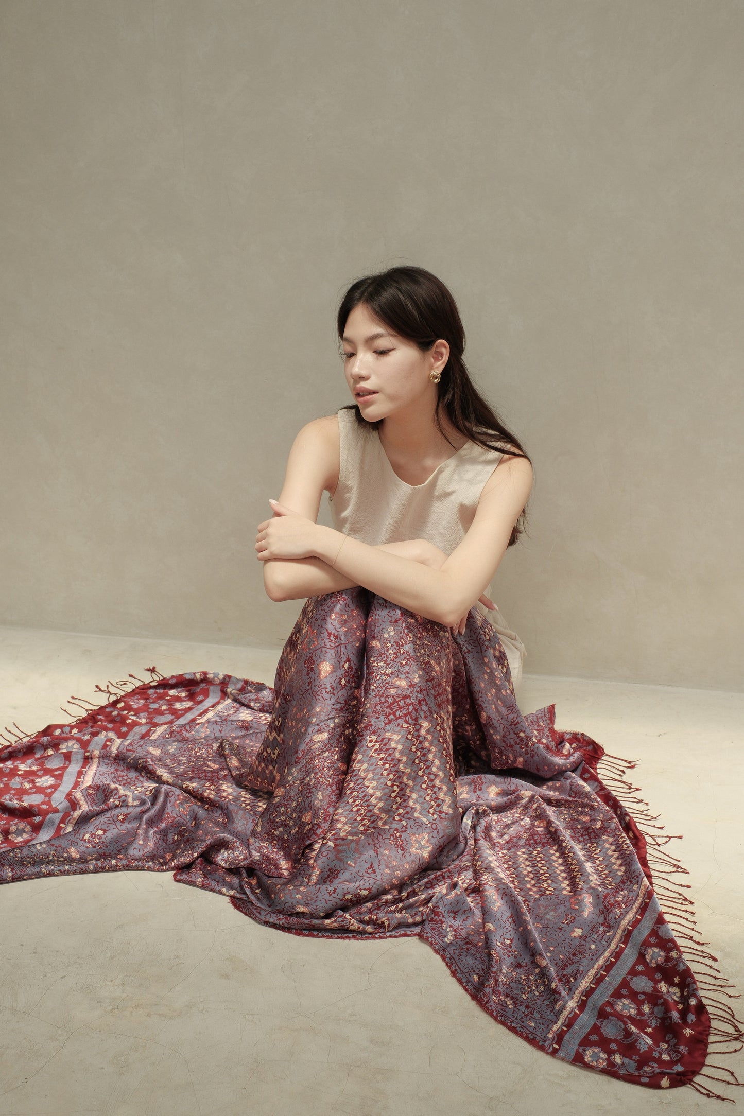 Selendang Sutra Batik Tulis - Rimba Jawi - Purple