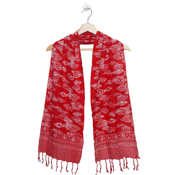 Scarf Batik Mega Mendung - Red - D11