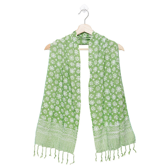 Syal Katun Paris Batik 25x140 i50 Hijau / Selendang / Scarf