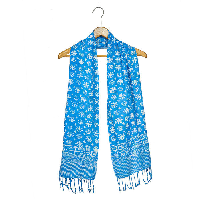Syal Katun Paris Batik 25x140 B50 Biru Muda / Selendang / Scarf
