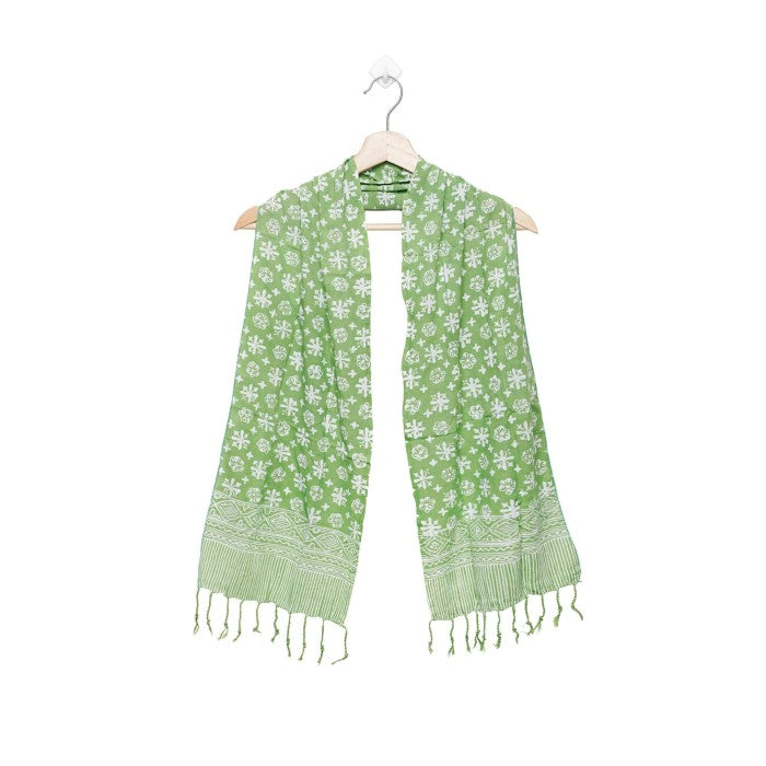 Syal Katun Paris Batik 25x140 i50 Hijau / Selendang / Scarf