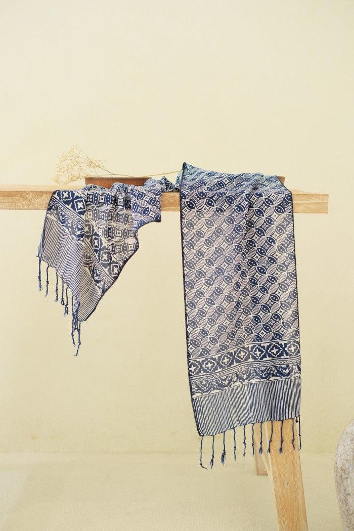 Scarf Batik TCC Kawung Bribil Blue