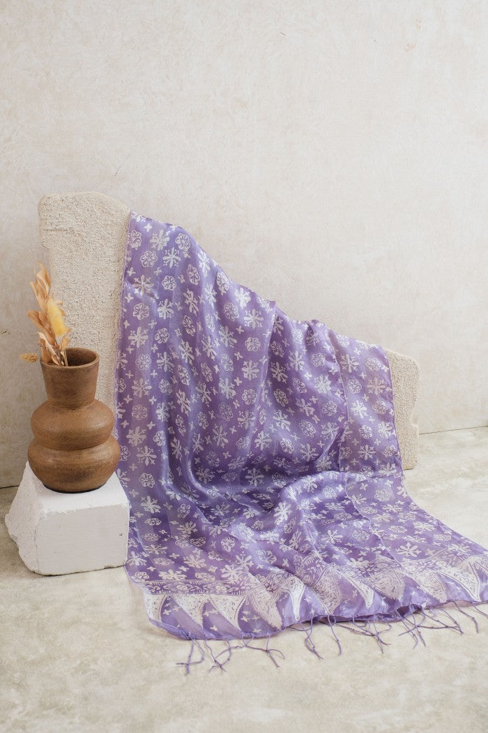 Syal Batik Sutra Truntum - Purple - 45