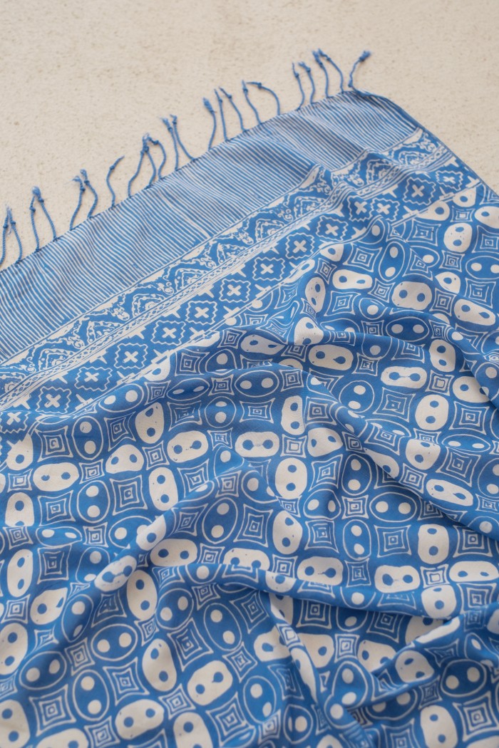 Selendang Batik TCB Kawung 1 Blue - 80