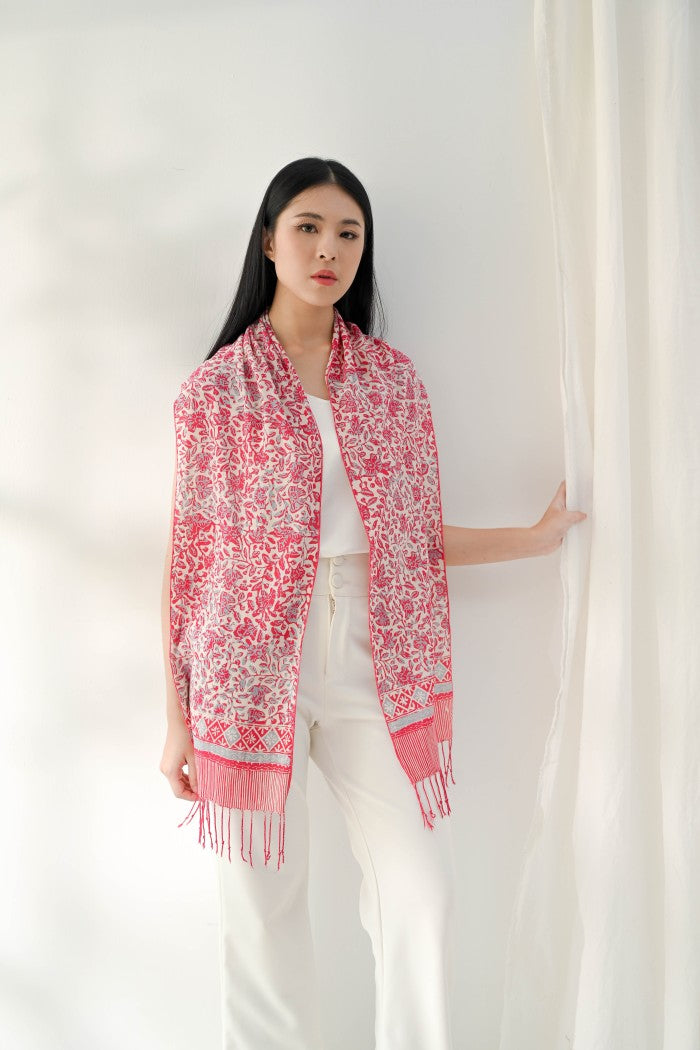 Scarf Batik Apusan - Daun Puring - Pink | DNA