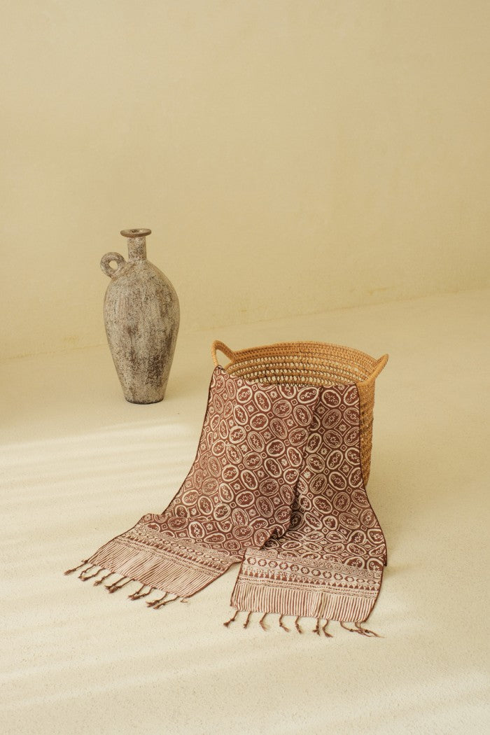 Scarf Batik TCR Kawung Bunga Brown