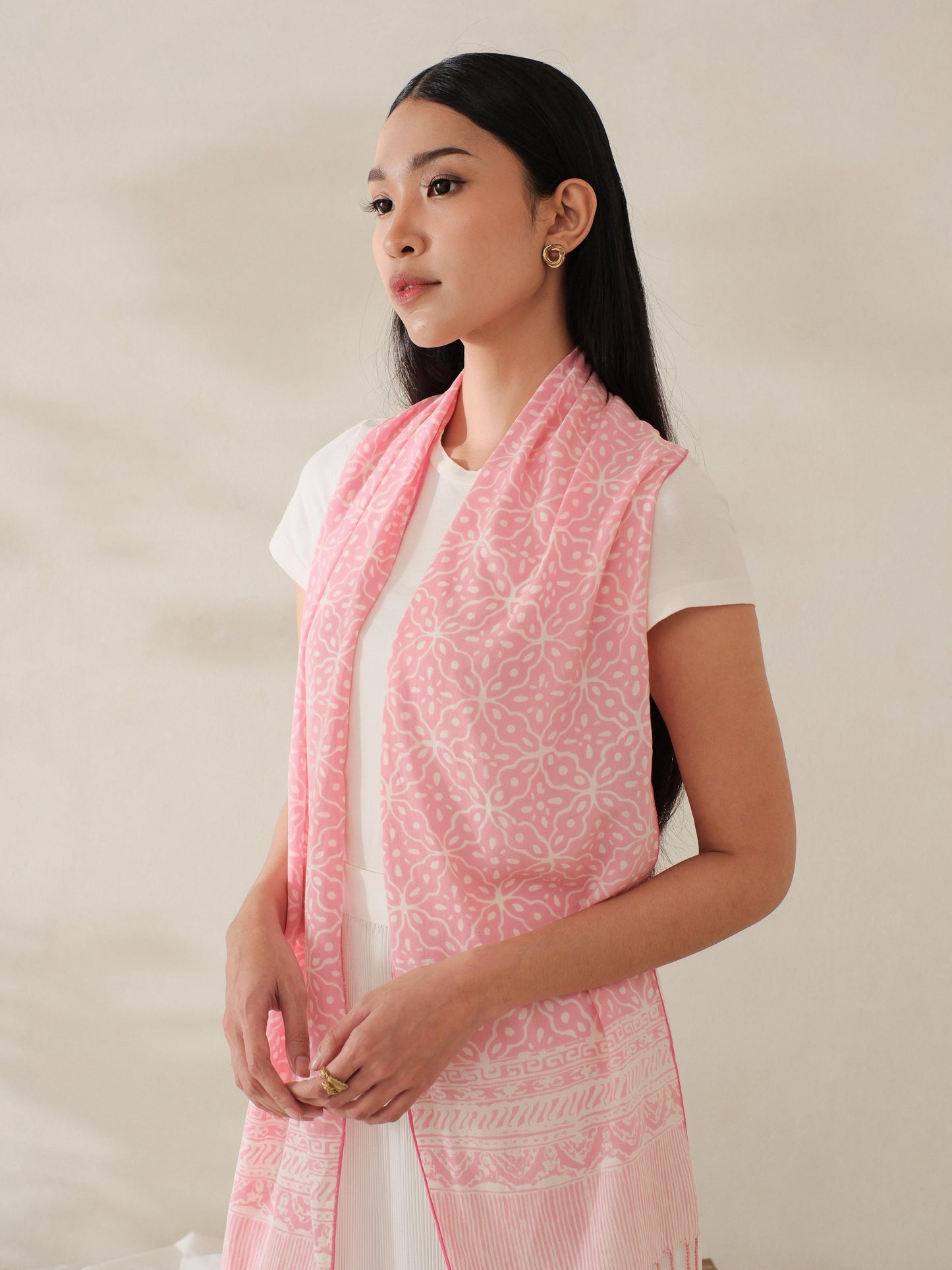 Scarf Batik TCA Kawung 2 Pink