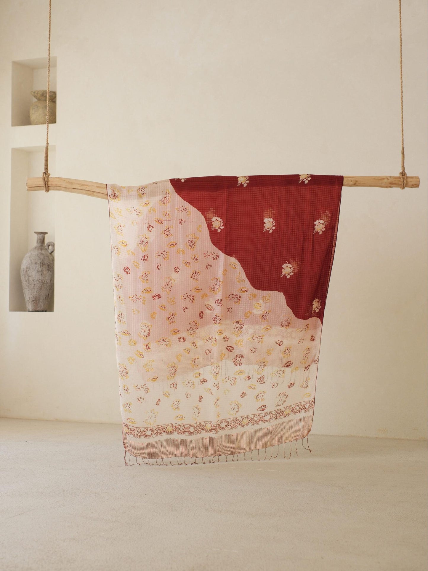 Batik Ratu - Selendang Sutra Batik - Selaras Brown Pink 1