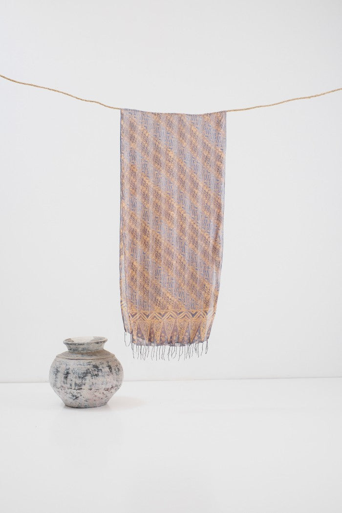 Syal Batik Sutra Parang Curigo 1 - Blue - 45