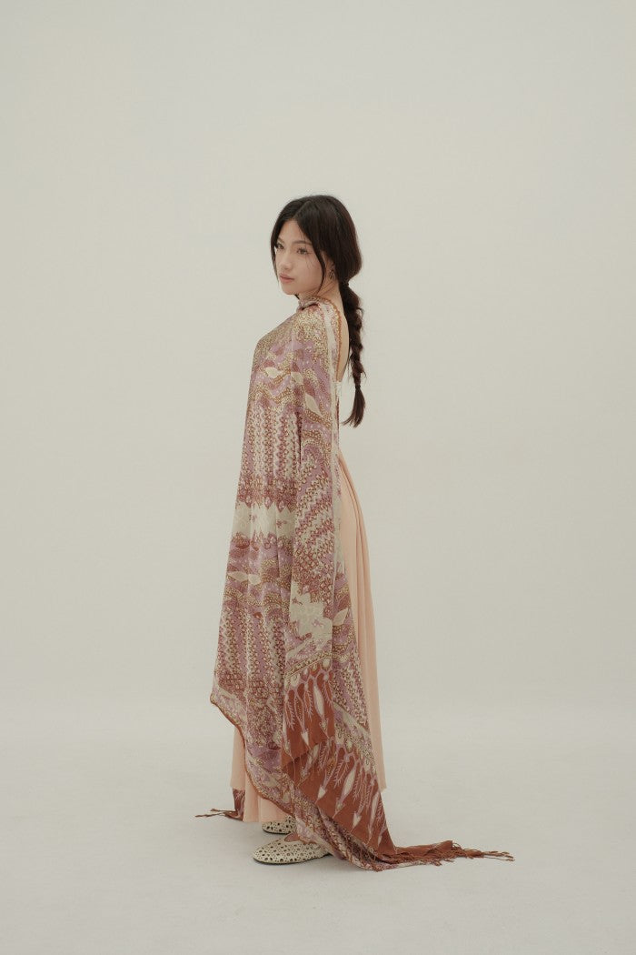 Selendang Sutra Batik Tulis - Rimba Jawi - Pastel Pink