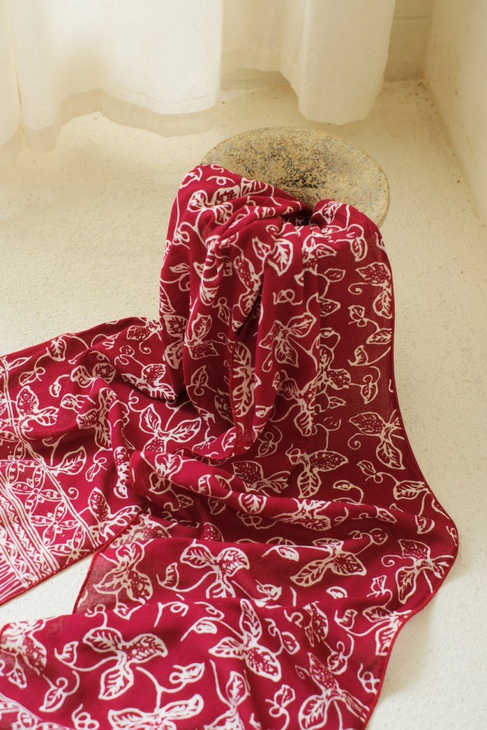 Scarf Batik TCN Daun Rambat Maroon