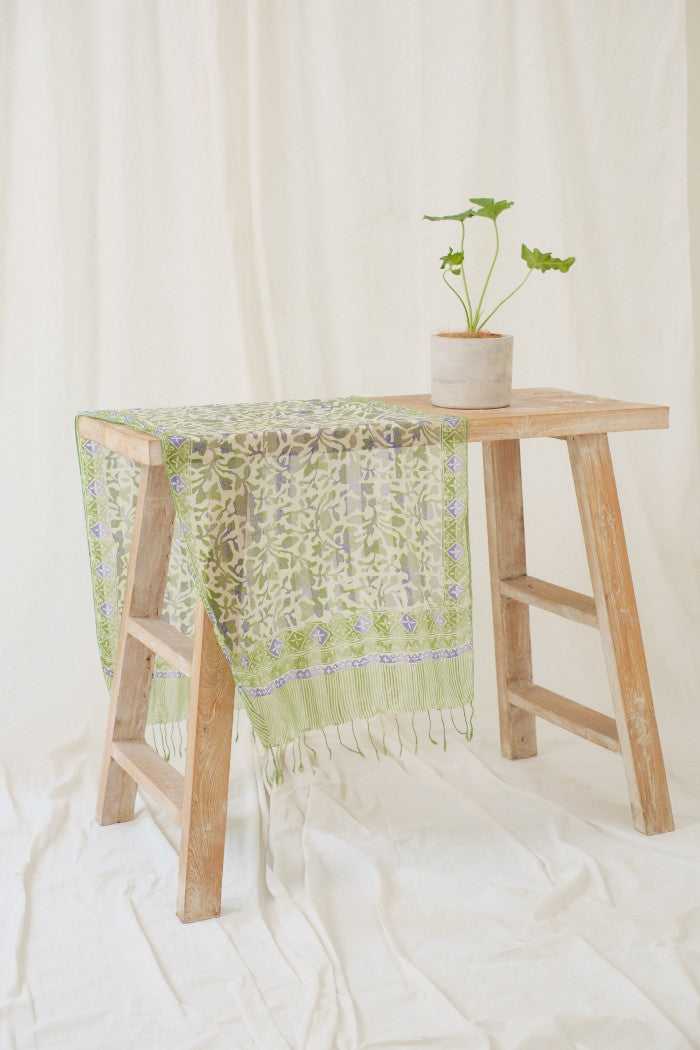 Daun Puring in Green - Syal Batik Sutra - 55