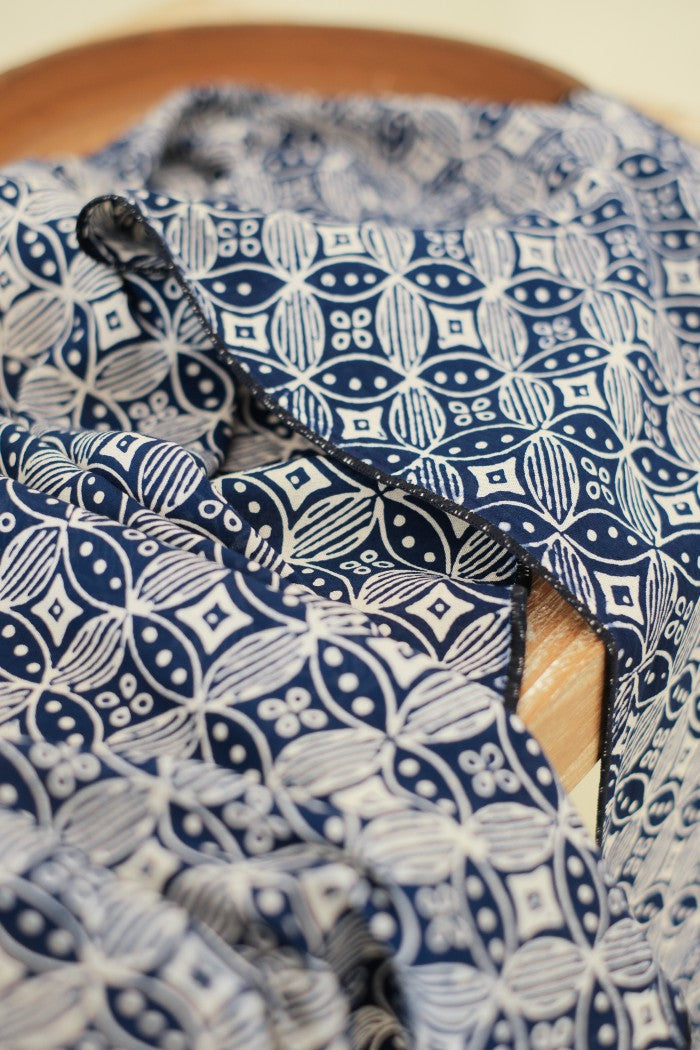 Scarf Batik TCC Kawung Bribil Blue