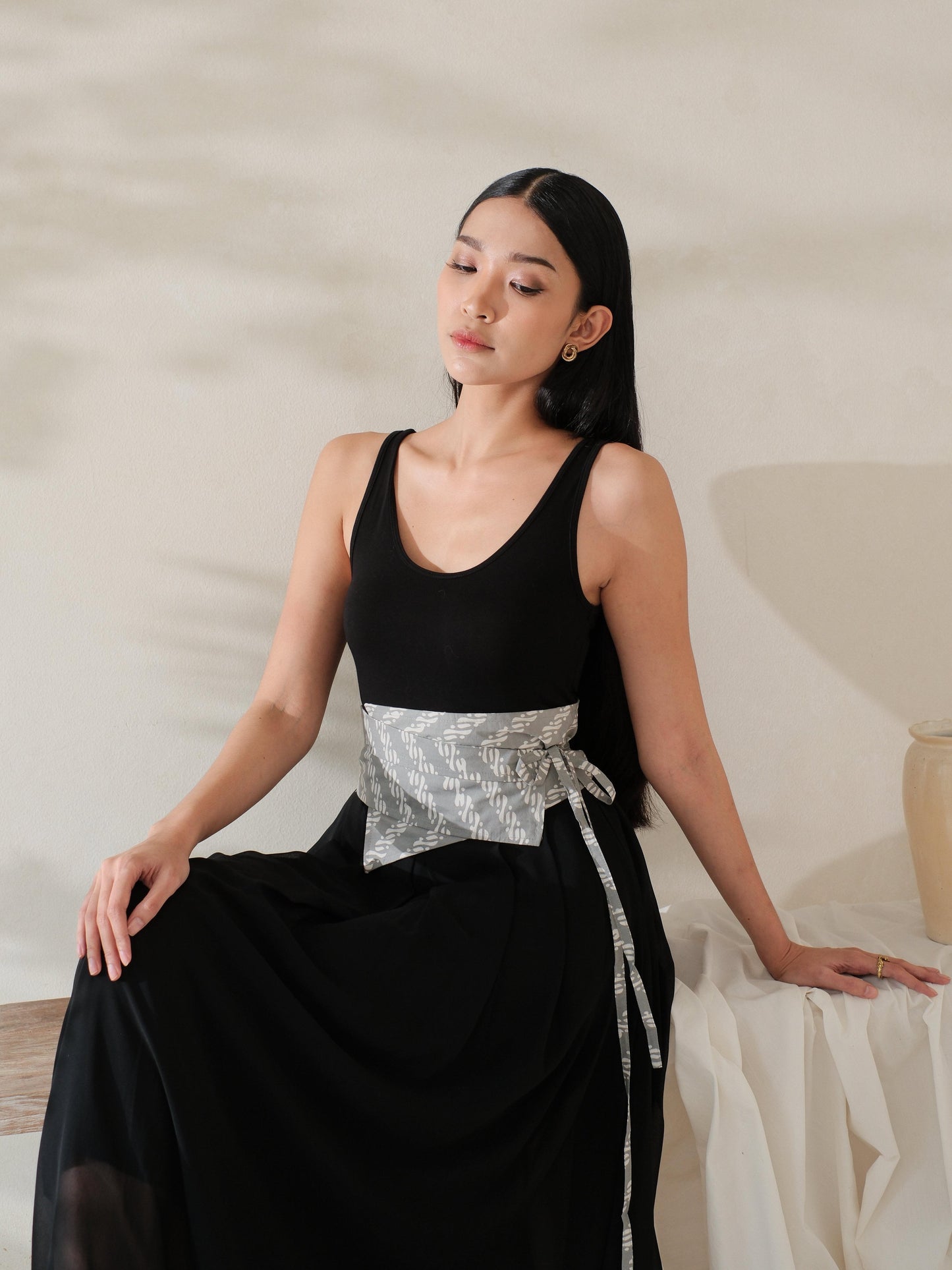 Tiara in Grey - Obi Belt Batik