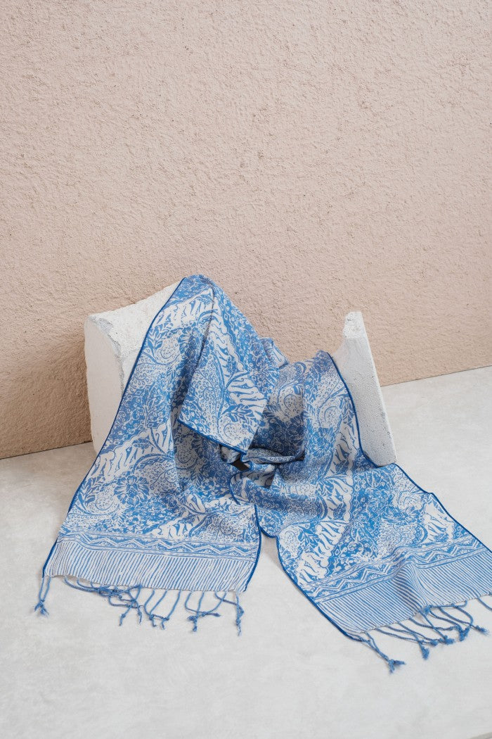 Scarf Batik TCB Parang Bunga Blue