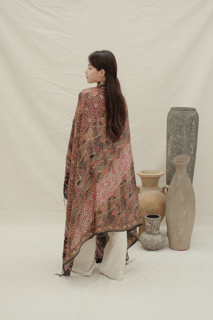 Selendang Sutra Batik Tulis - Sangga Langit - Black Pink