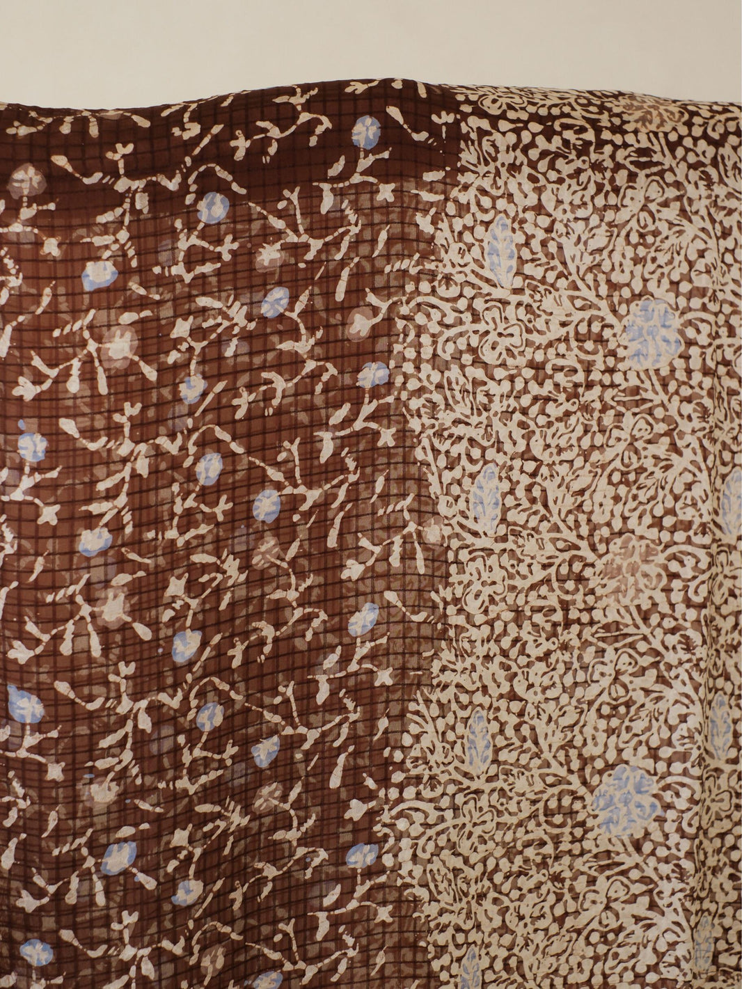 Batik Ratu - Selendang Sutra Batik - Daun Karang - Brown Blue