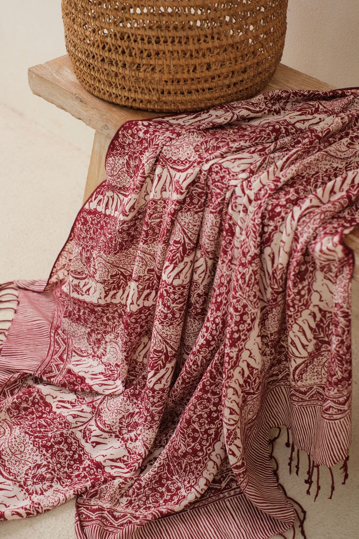 Selendang Batik TCN Parang Bunga Maroon - 80