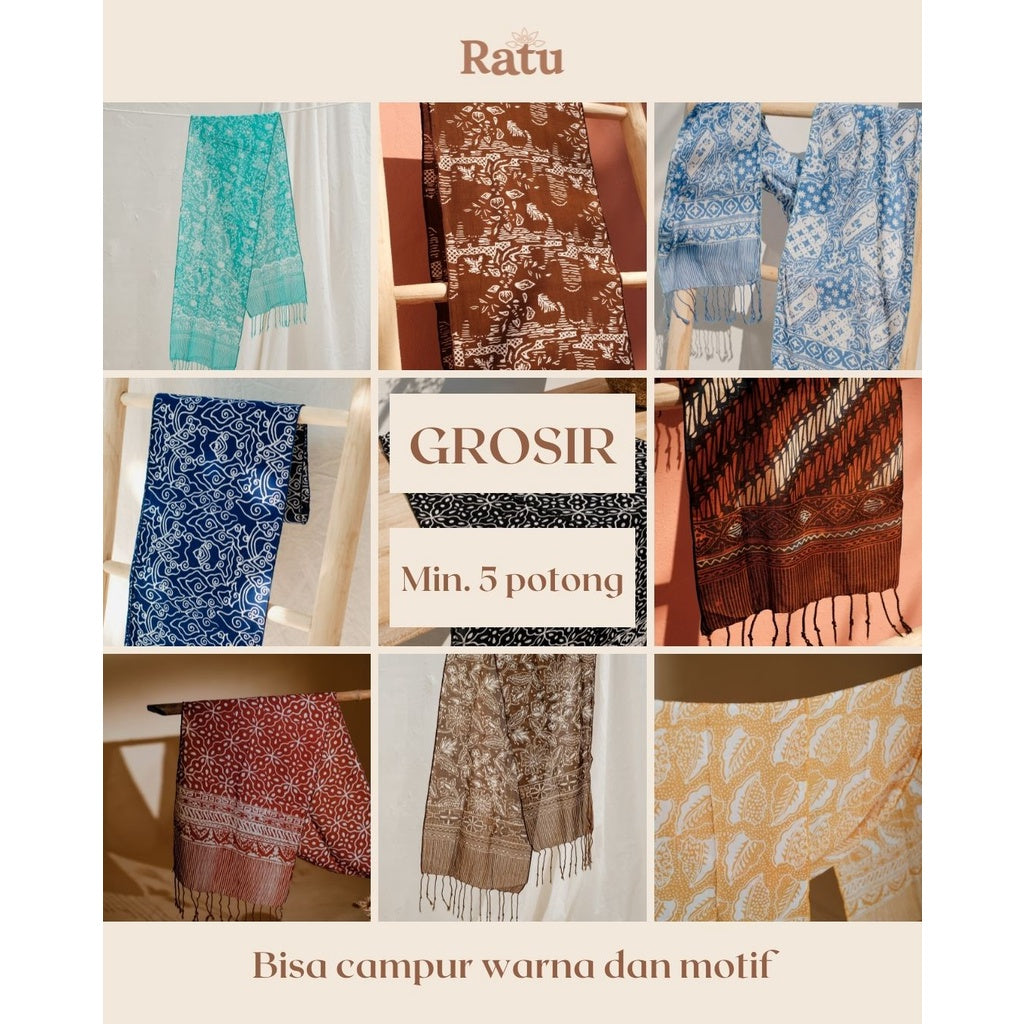 Syal Katun Paris Batik / Selendang / Scarf / Shawl Wanita