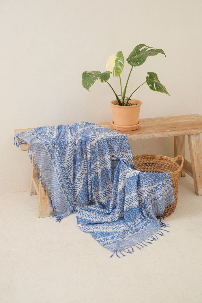Selendang Batik TCB Parang 1 Blue - 80