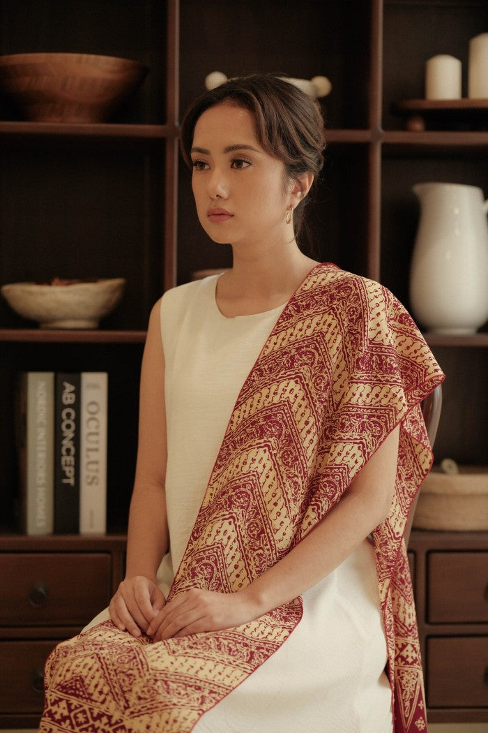 Scarf Batik Parang Kelok - Maroon | DNN