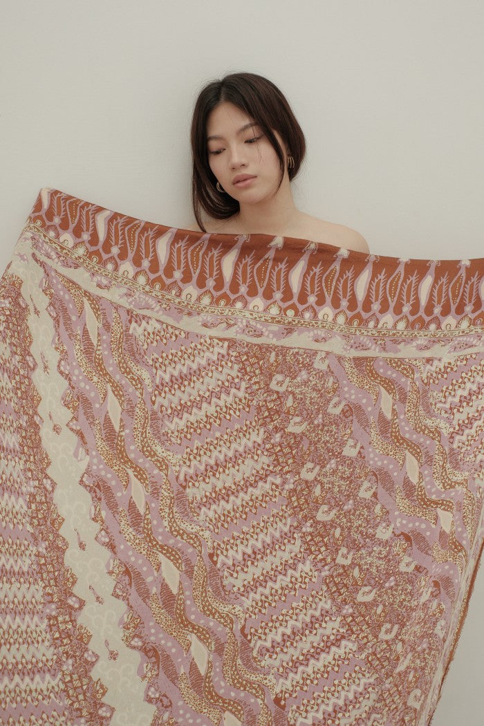 Selendang Sutra Batik Tulis - Rimba Jawi - Pastel Pink
