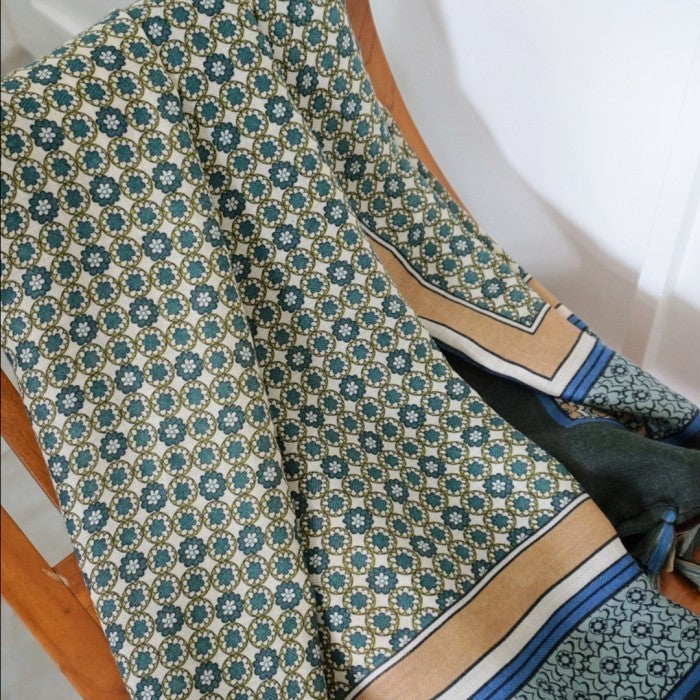 Andara Green-Selendang Viscose Batik Premium 90×180/Pashmina/Shawl