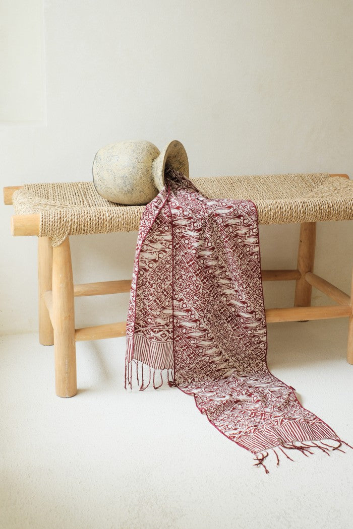 Scarf Batik TCN Parang Kawung Maroon