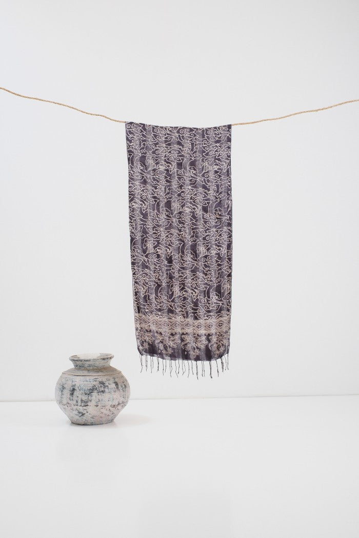 Syal Batik Sutra Mega Mendung - Blue - 45