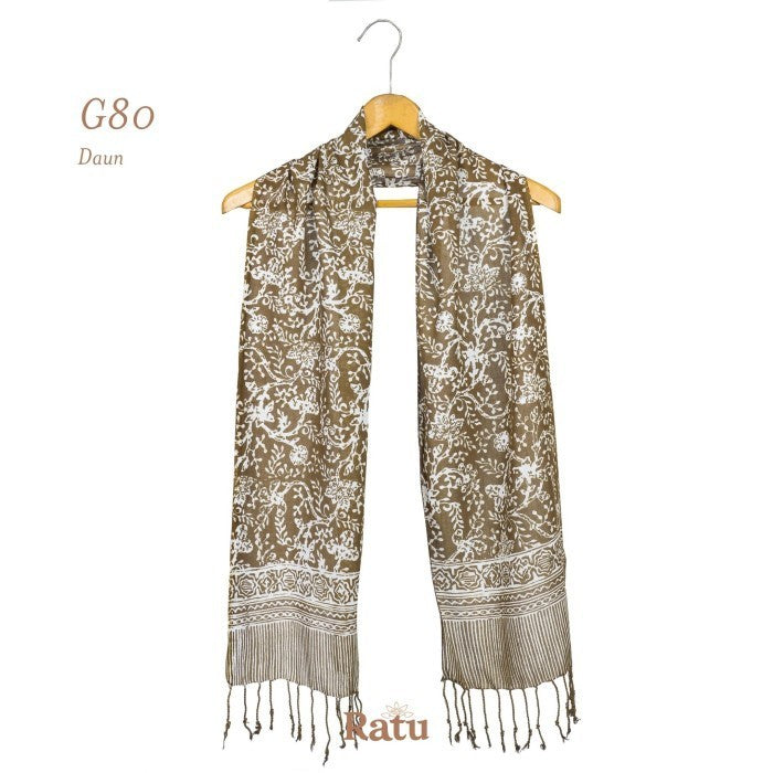 Syal Katun Paris Batik 25x140 G80 Coklat / Selendang / Scarf
