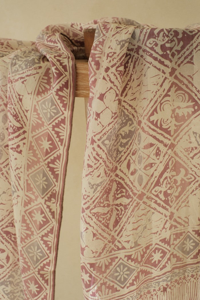 Bilik Kawung in Purple - Syal Batik Sutra - 55