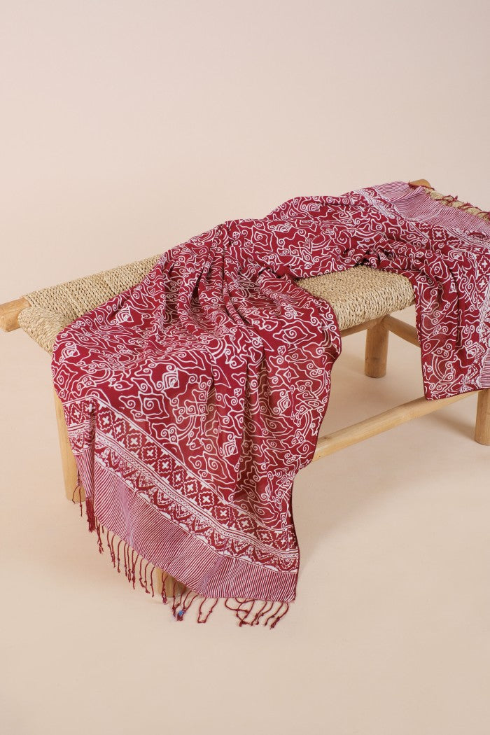 Selendang Batik TCN Mega Mendung Maroon - 80