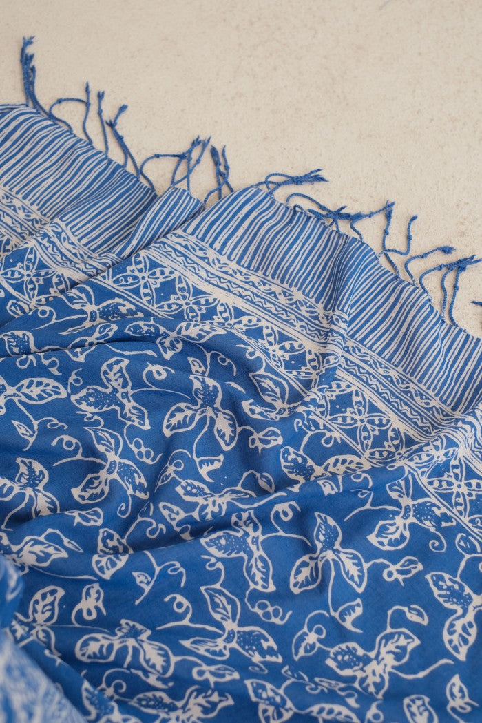Selendang Batik TCB Daun Rambat Blue - 80
