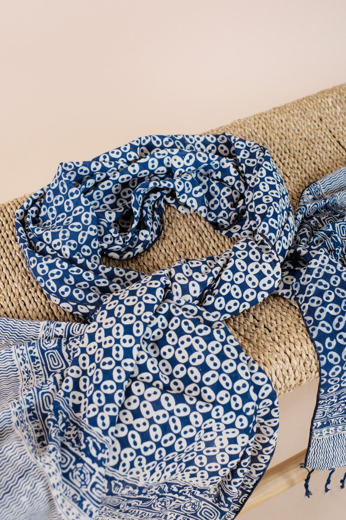 Selendang Batik TCC Kawung Sen Blue - 80