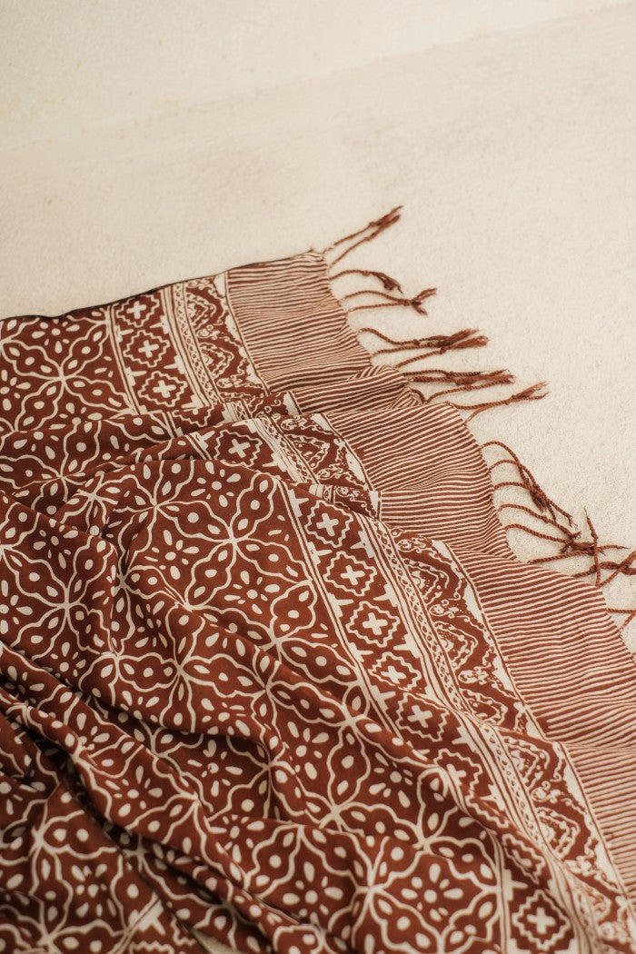 Selendang Batik TCR Kawung 2 Brown - 80