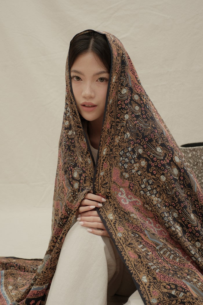 Selendang Sutra Batik Tulis - Mega Sukma - Pink