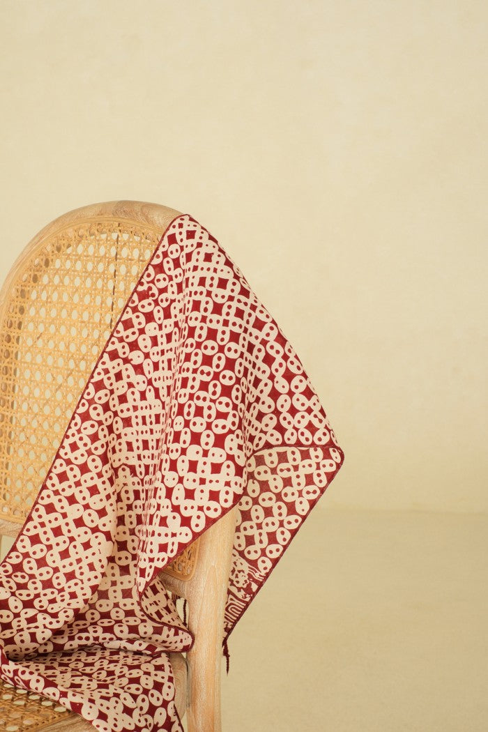 Scarf Batik TCN Kawung Sen Maroon