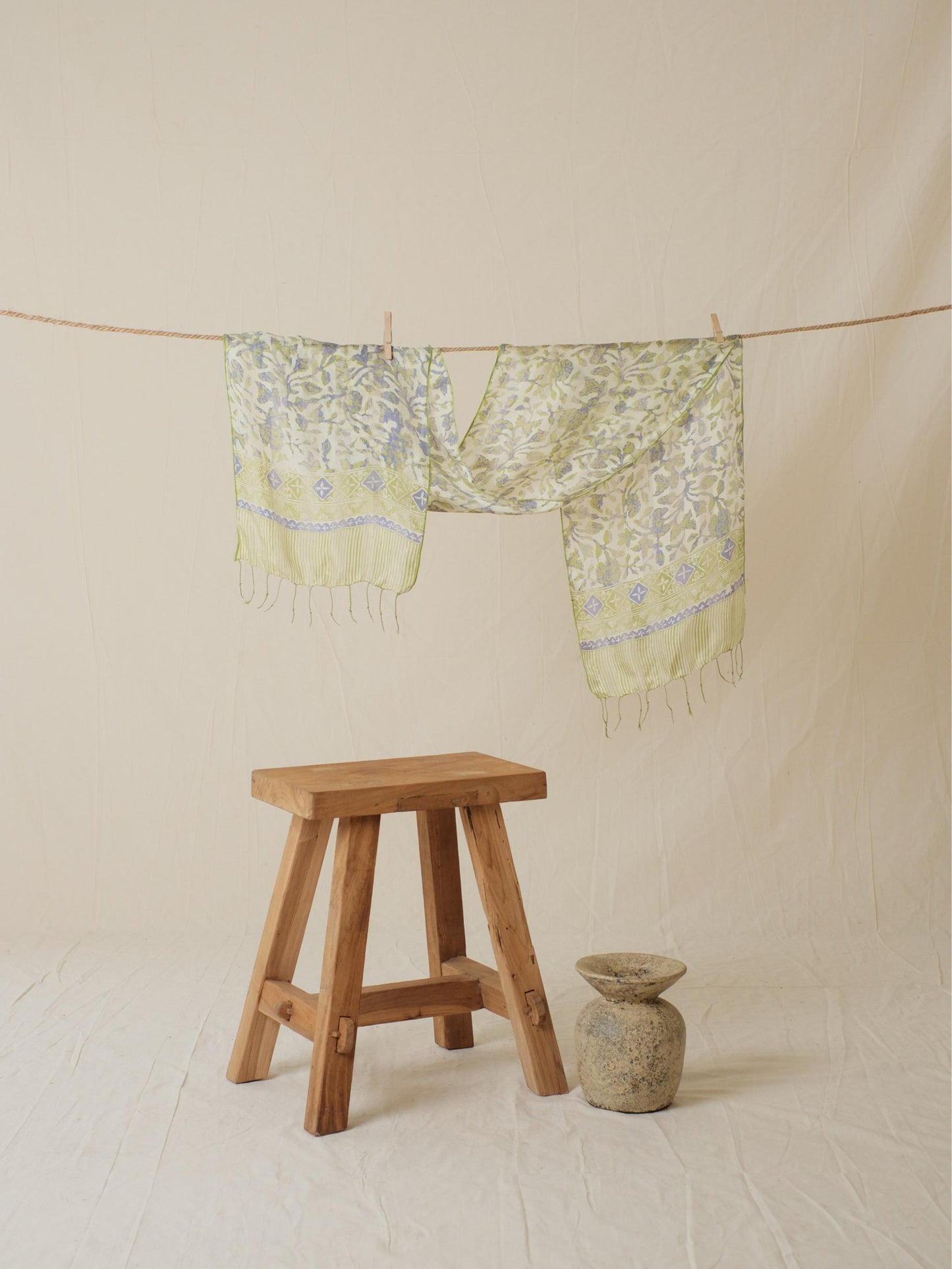 Syal Batik Sutra - Daun Puring - Green - 35