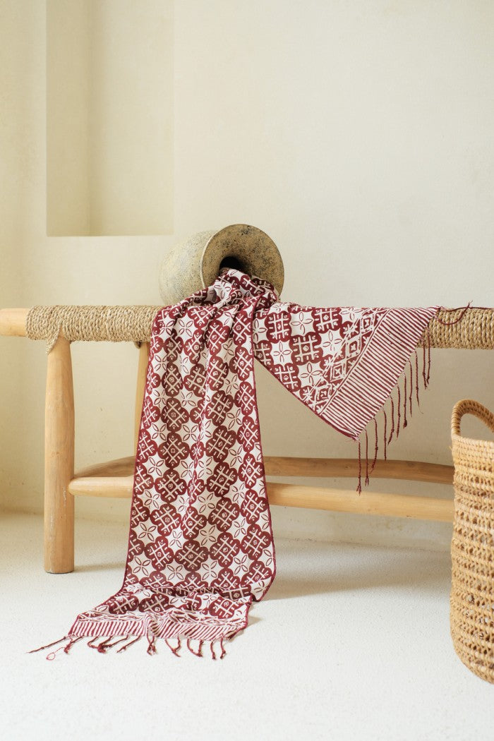 Scarf Batik TCN Kawung XO Maroon