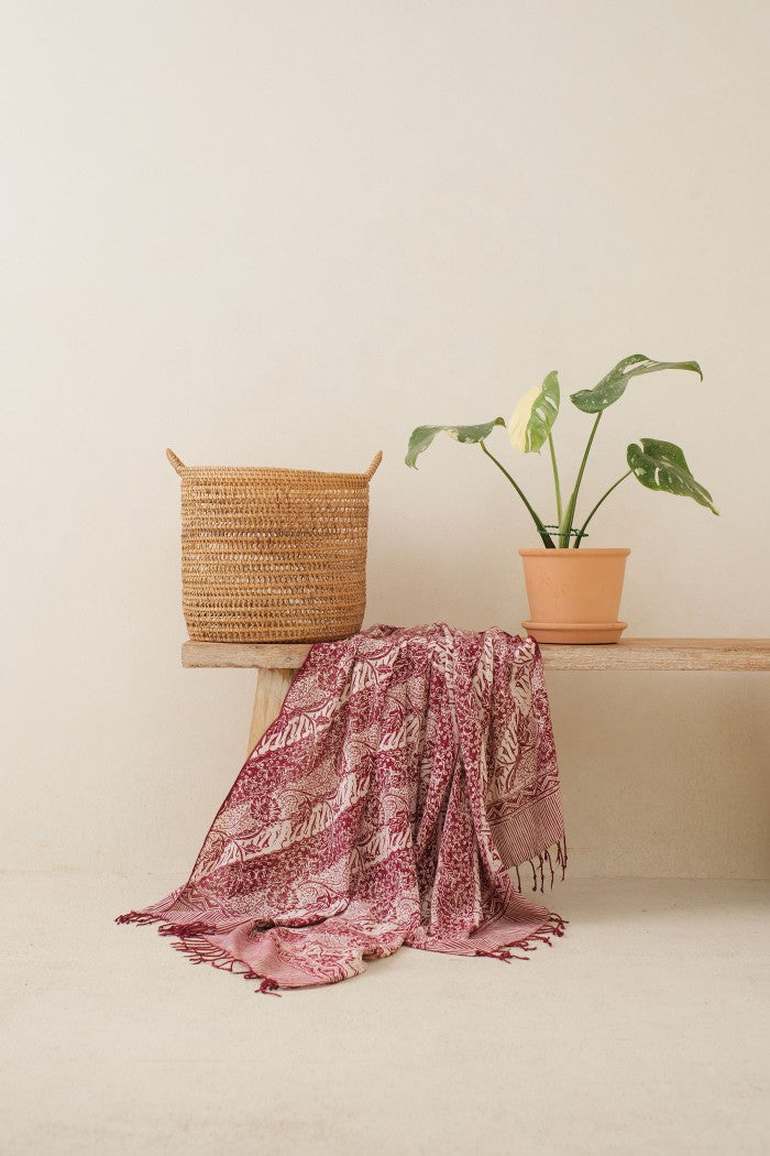 Selendang Batik TCN Parang Bunga Maroon - 80